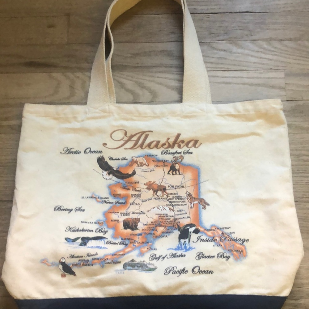 Polar Graphics Map of Alaska Tote Bag